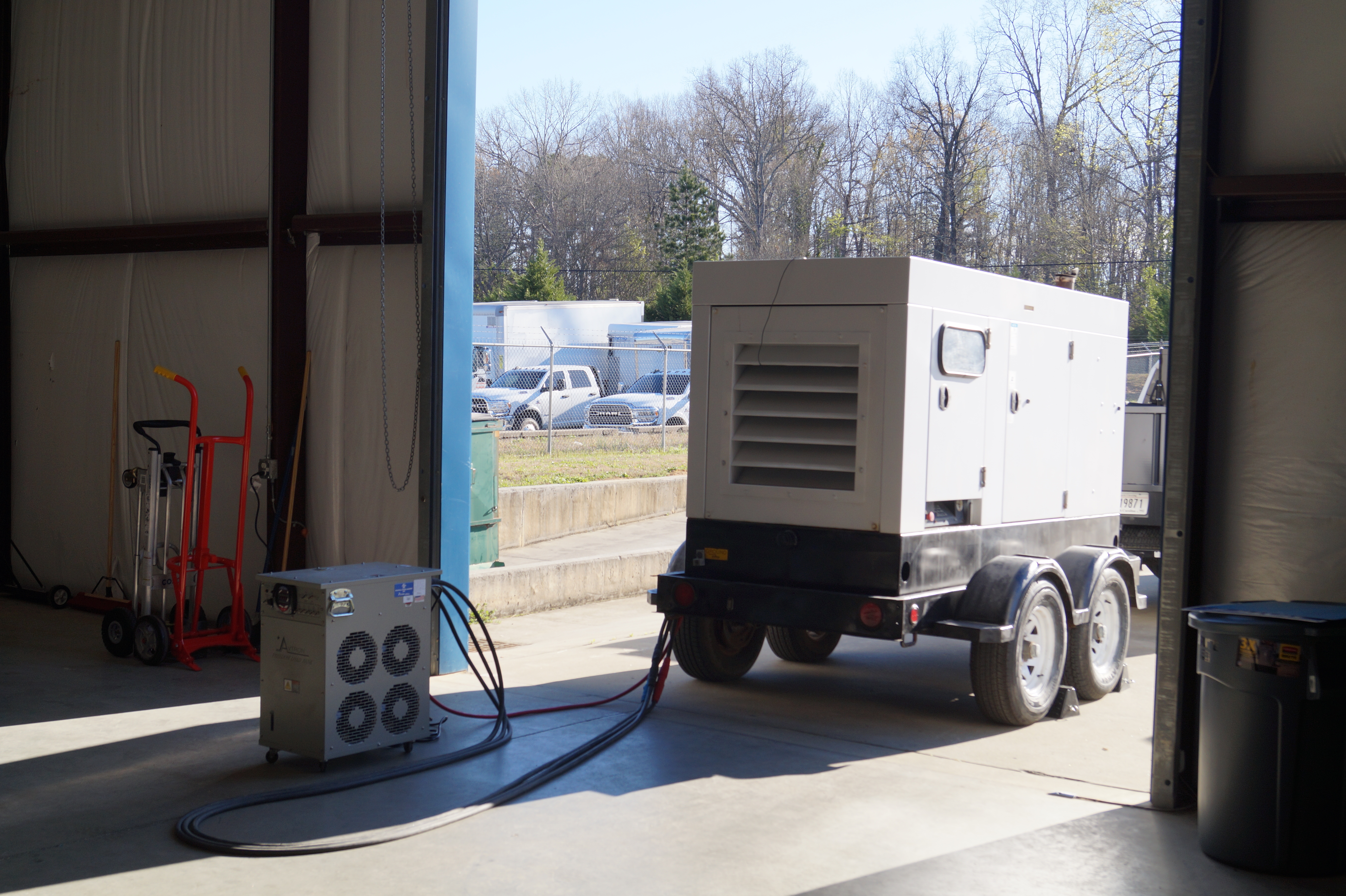 A load bank connected to a generator making sure it can perform when it needs to. 